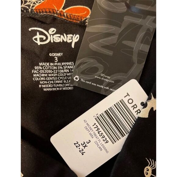 Disney +3 Black Stretch High Waisted Spooky Spider Webs & Bows Graphic Leggings - Picture 6 of 6